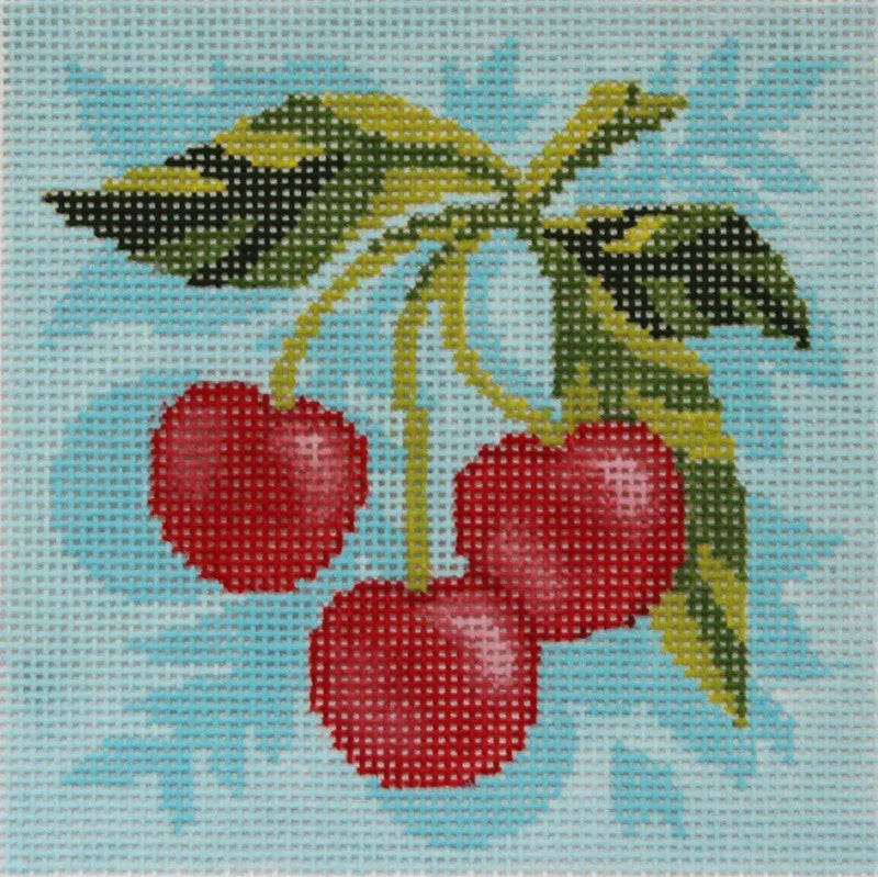 Fruit Square: Cherries Needlepoint Canvas