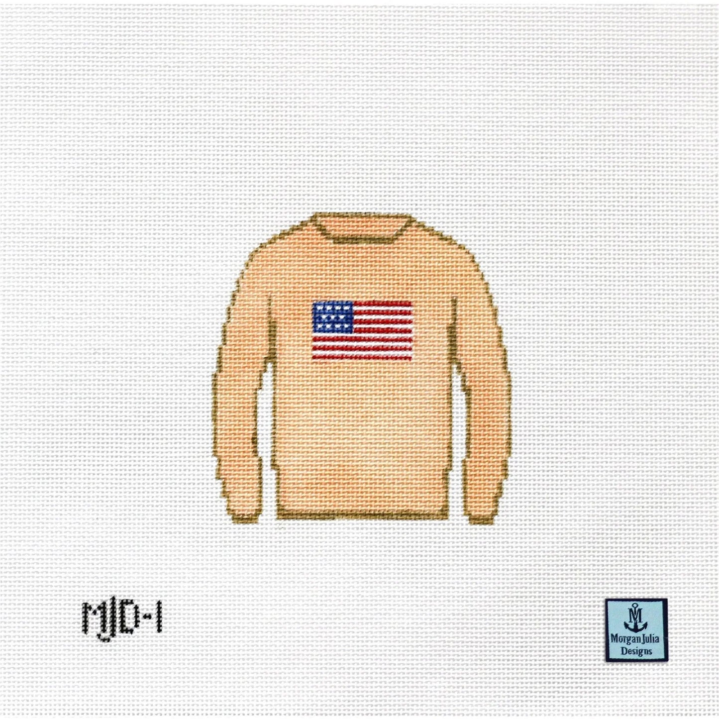 Cream American Flag Sweater Needlepoint Canvas