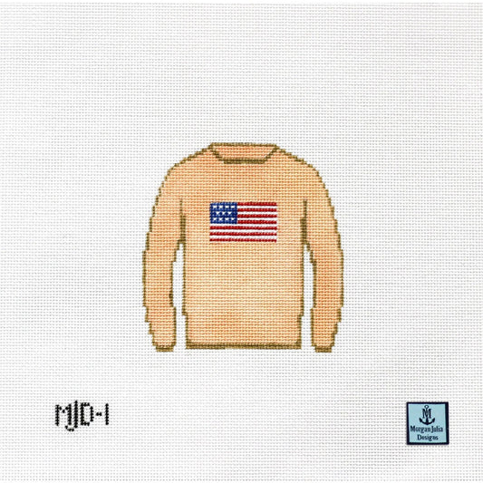 Cream American Flag Sweater Needlepoint Canvas