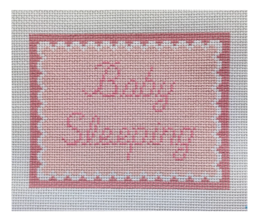 Baby Sleeping - Pink Scallops Needlepoint Canvas