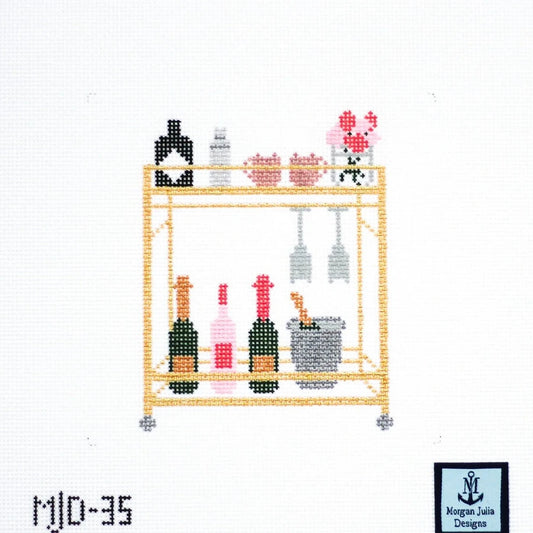Original Bar Cart Needlepoint Canvas