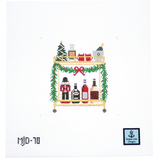 Christmas Bar Cart Needlepoint Canvas