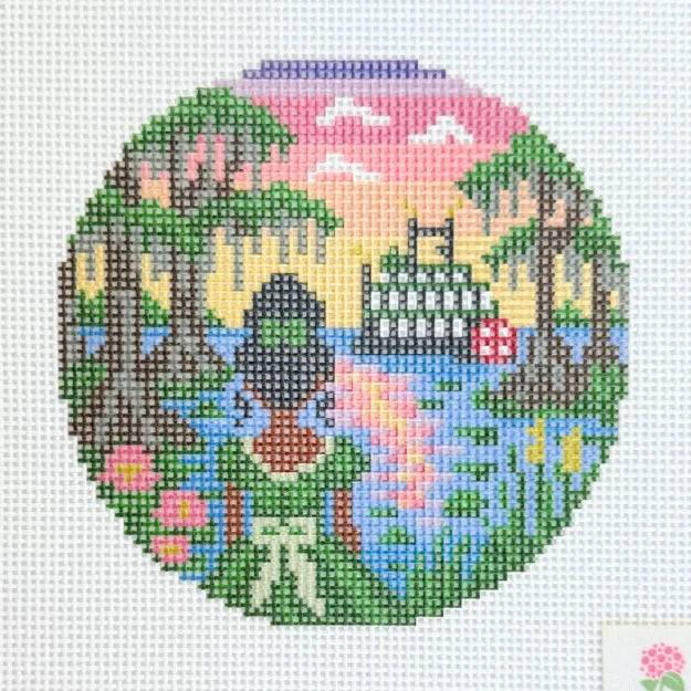 Bayou Sunset Round Needlepoint Canvas