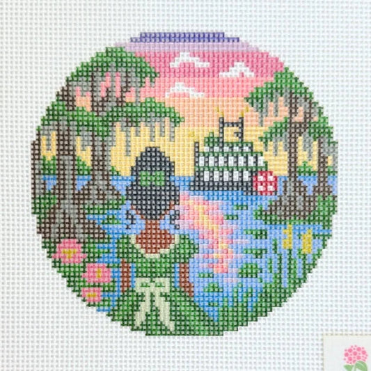 Bayou Sunset Round Needlepoint Canvas
