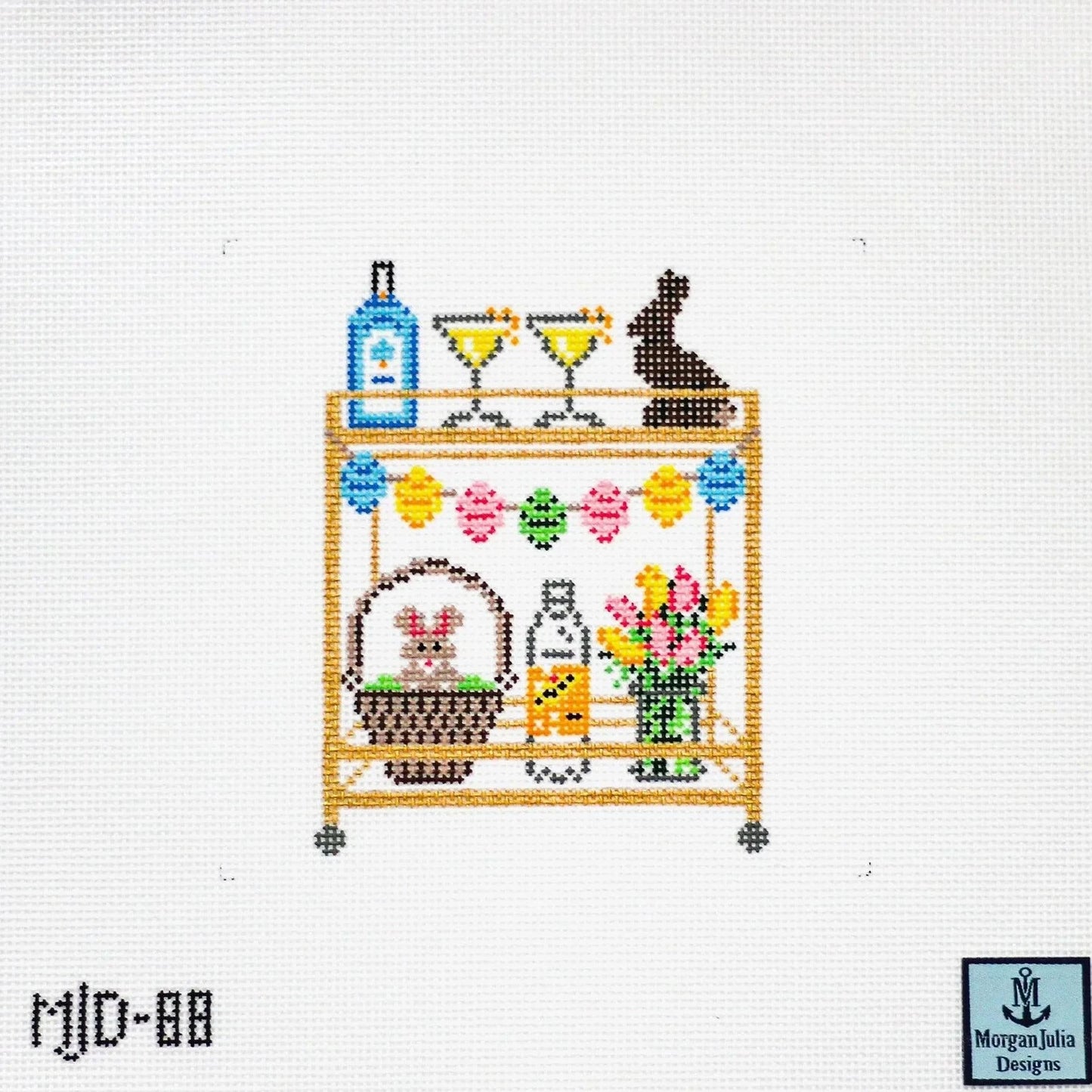 Easter Bar Cart Needlepoint Canvas