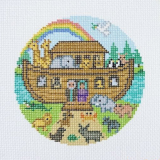 Noah's Ark Round Needlepoint Canvas