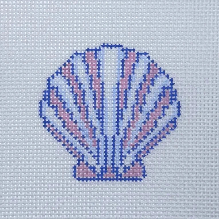 Small Blue Seashell Needlepoint Canvas