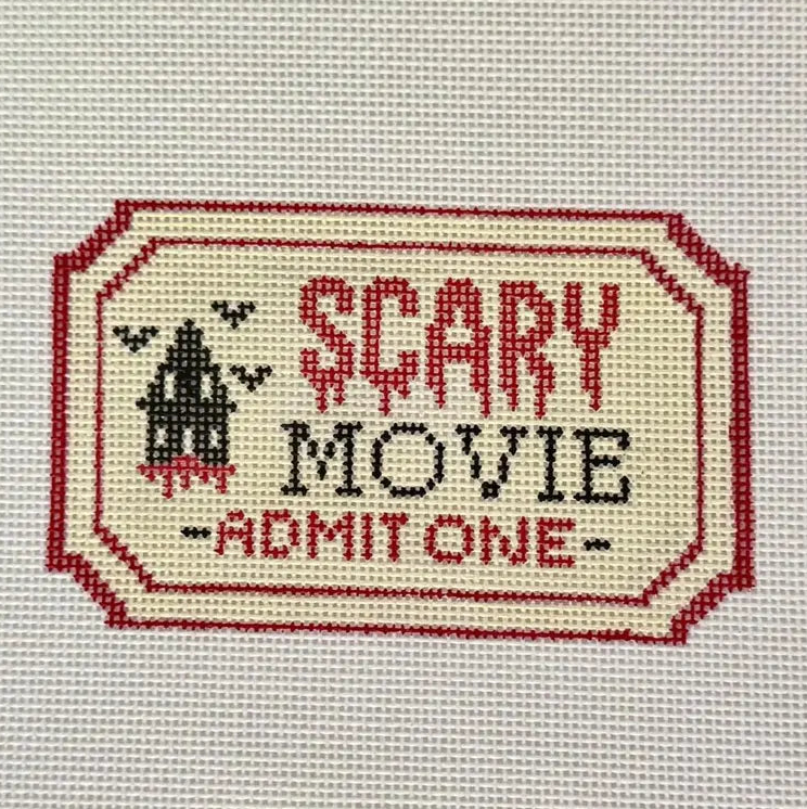 Scary Movie Ticket Needlepoint Canvas