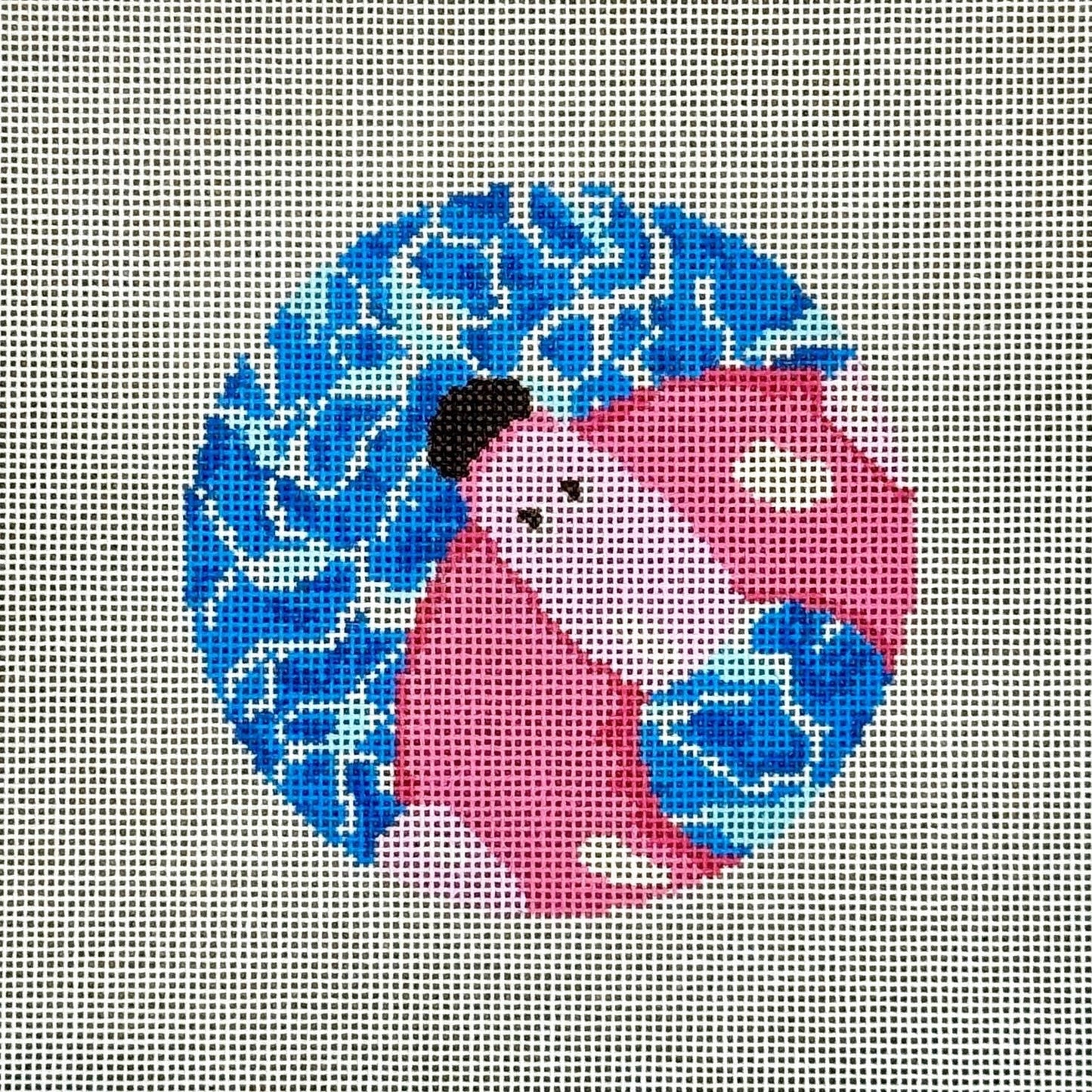 Flamingo Pool Float Round Needlepoint Canvas