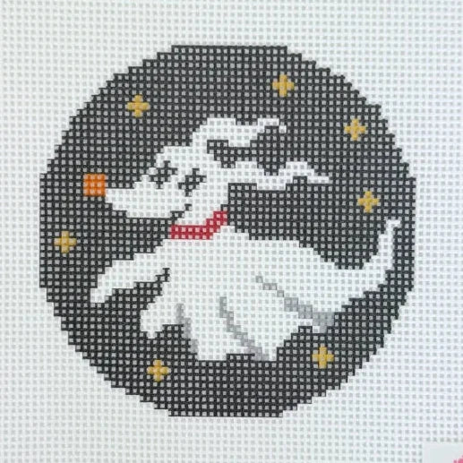 Moonlight Mischief Round Needlepoint Canvas