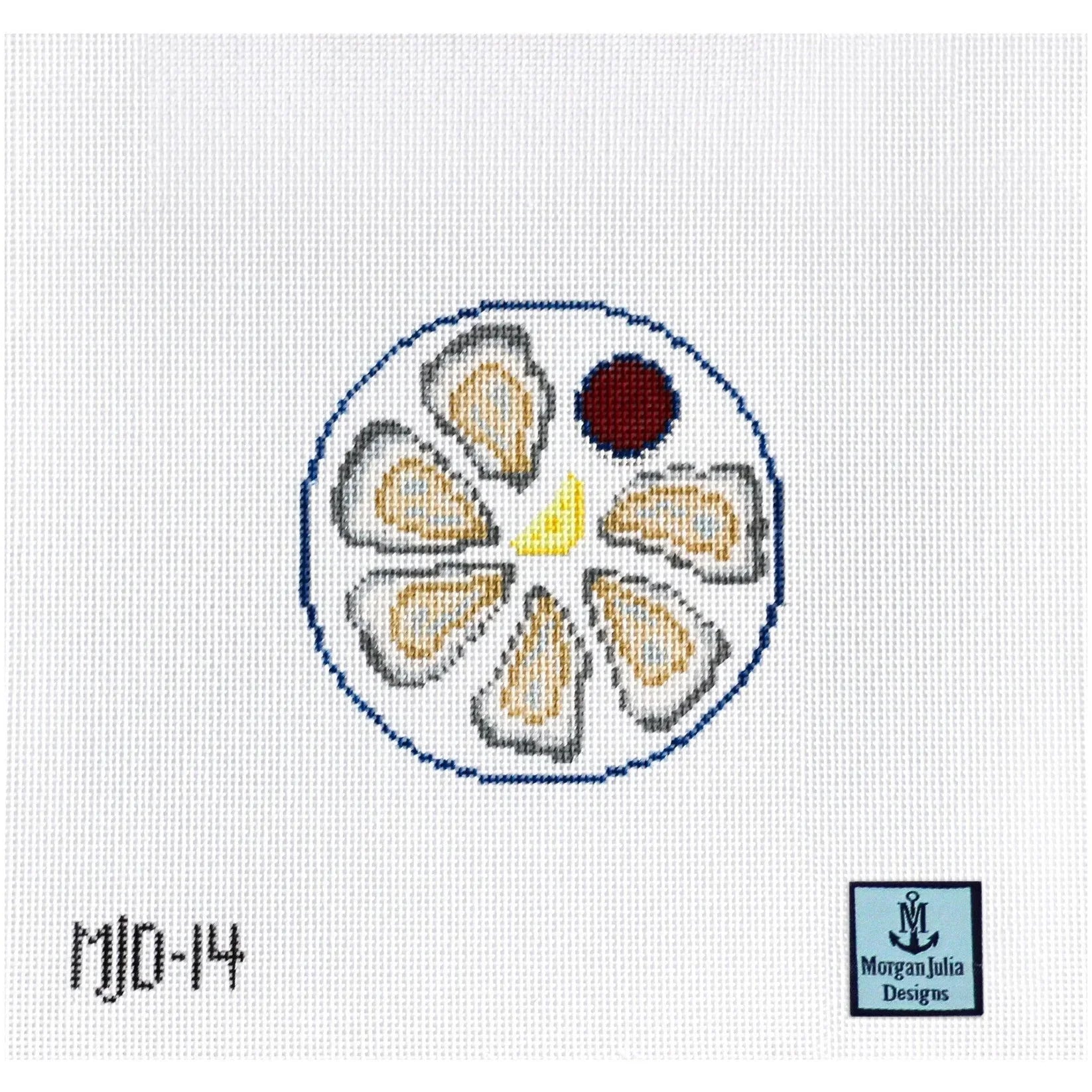 Oysters on the Half Shell Round Needlepoint Canvas