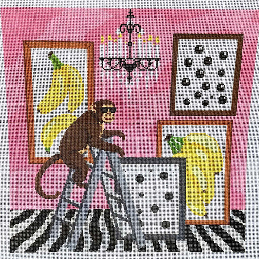 Gallery Mischief with Preppy Monkey Needlepoint Canvas